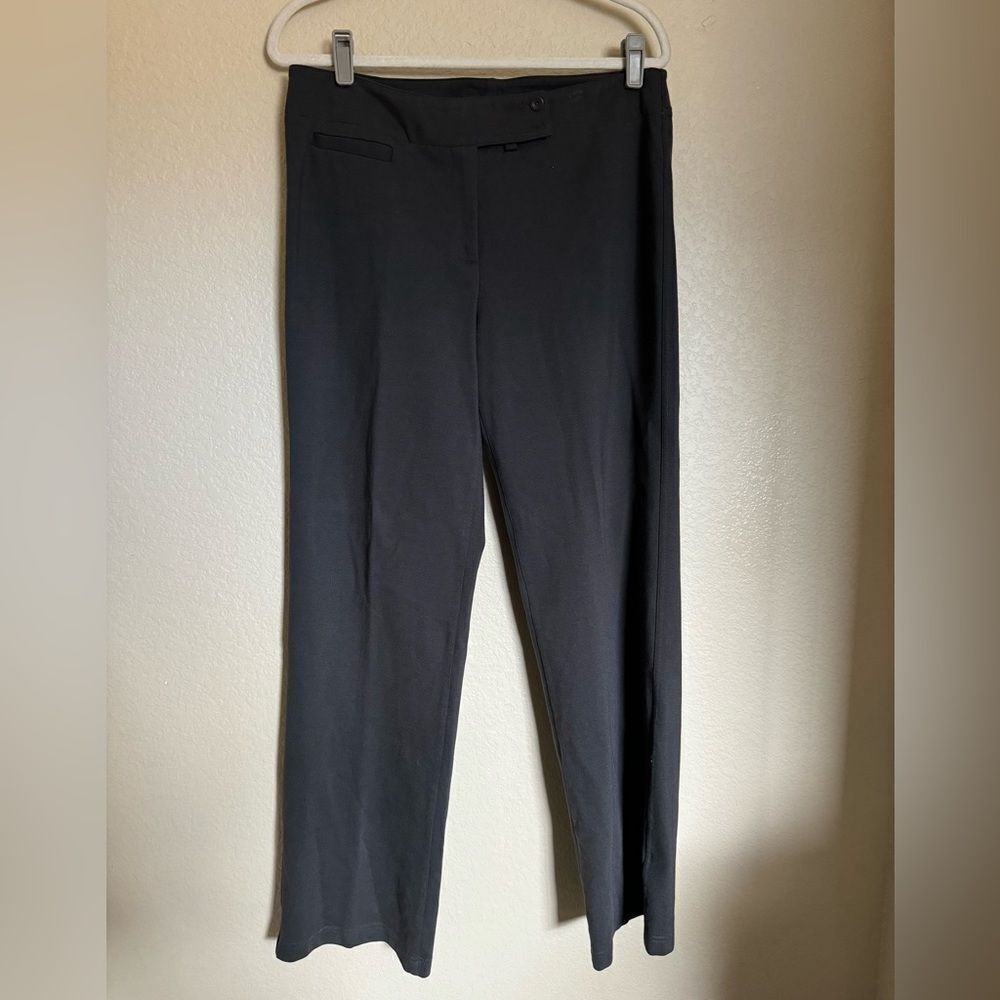 Eileen Fisher Straight Leg Pants Sz Medium Dark Grey Double Button Business